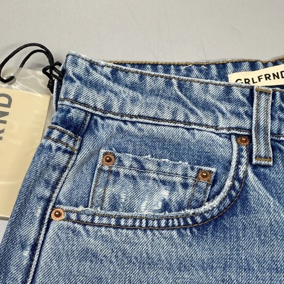 GRLFRND Women's Karolina High Rise Straight Crop Jeans Blue Size 23 Fray Hem - Picture 9 of 10